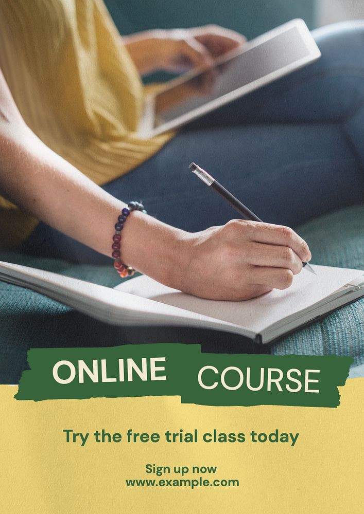 Online course poster template, editable text and design