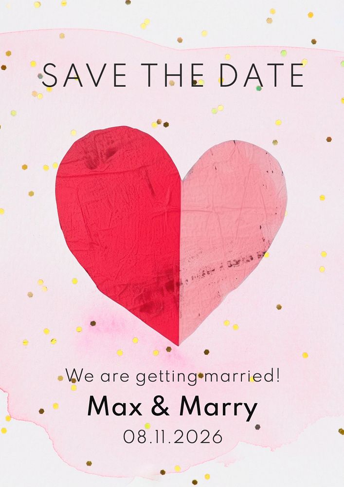 Marriage invitation poster template, editable text and design