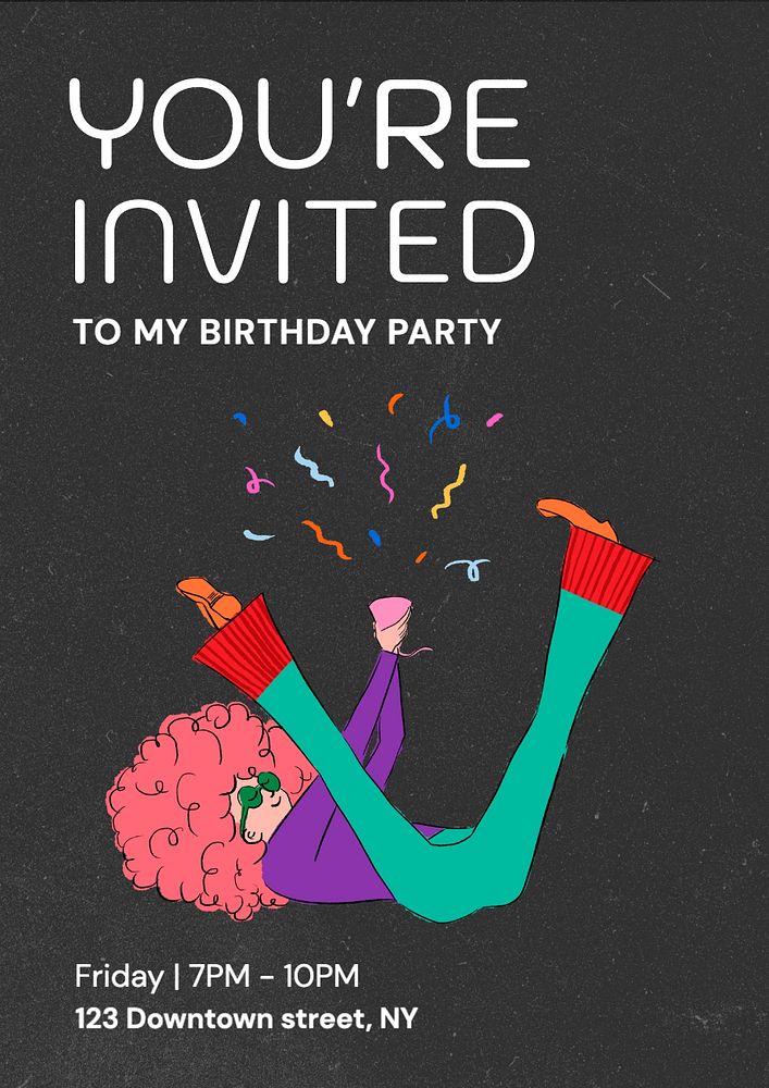 Birthday party poster template, editable text and design