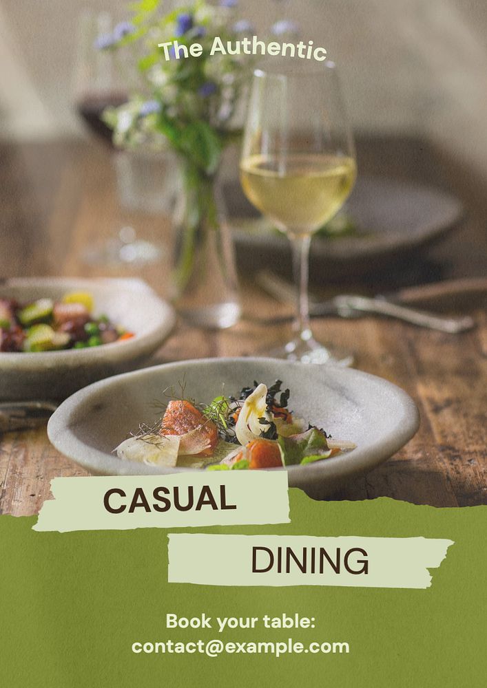 Casual dining poster template, editable text and design