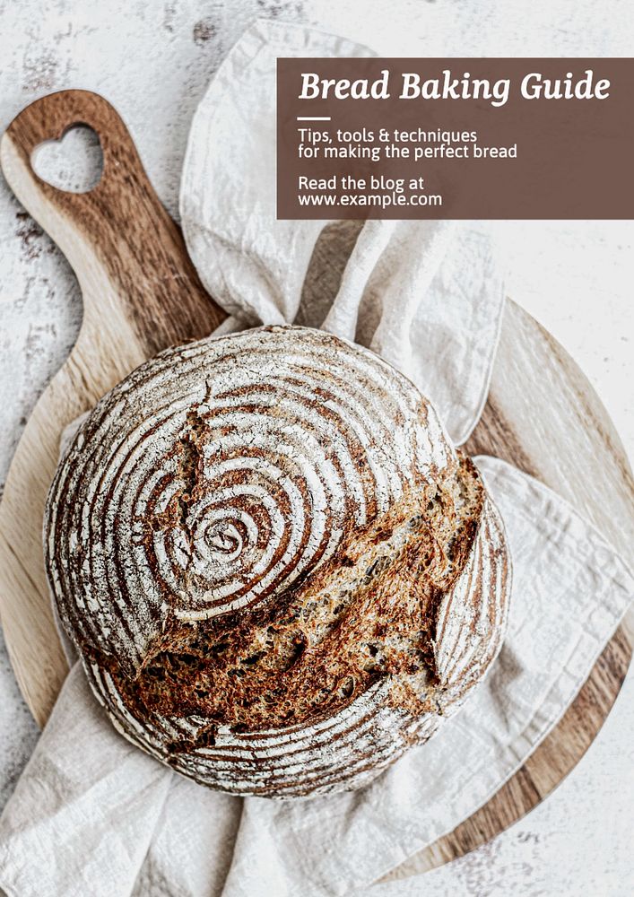 Bread baking guide poster template, editable text and design