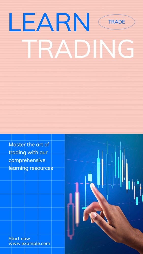 Learn trading Instagram post template, editable text