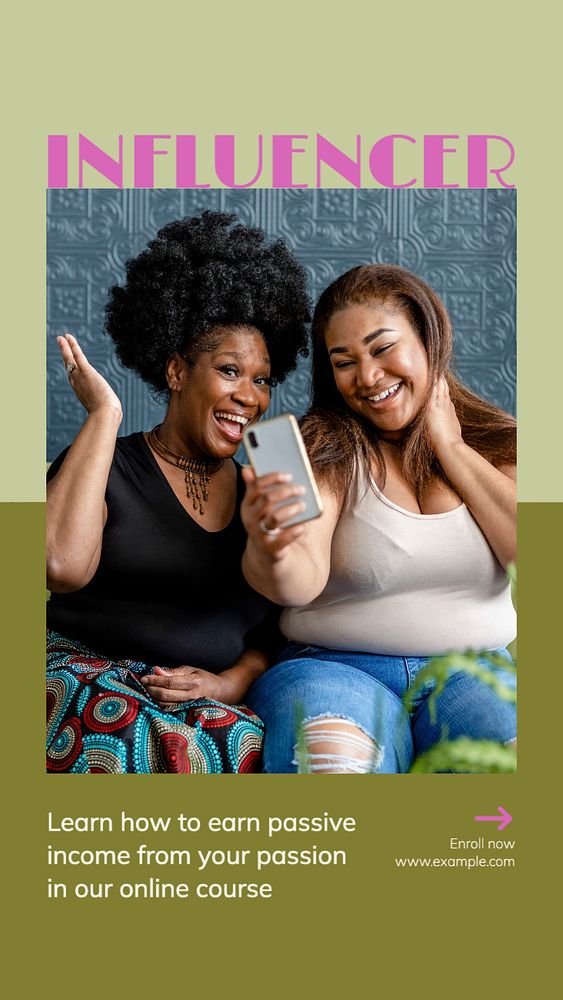 Influencer course Instagram post template, editable text