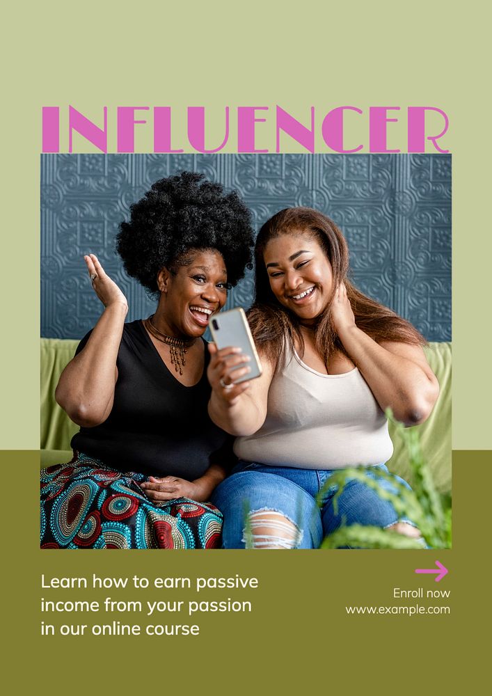 Influencer course poster template, editable text and design