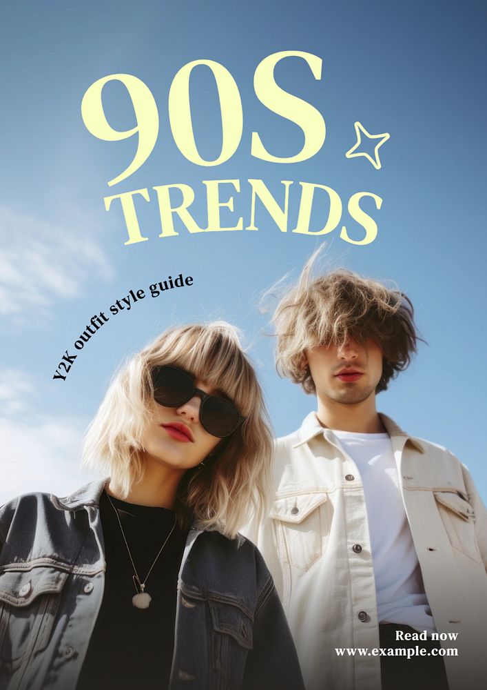 90s trends poster template, editable text and design