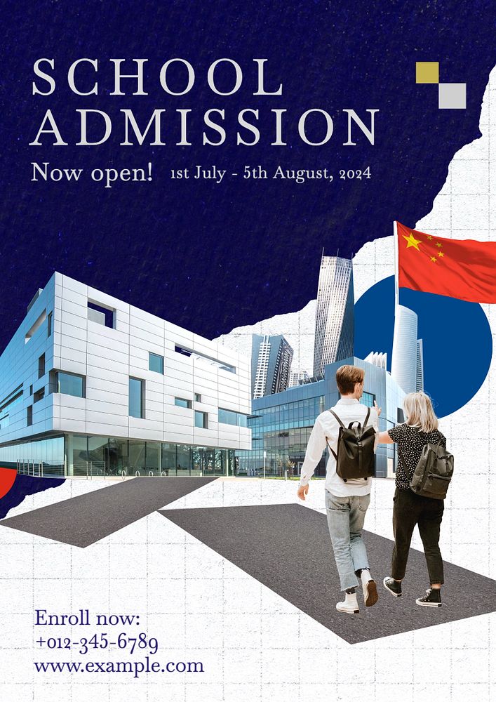 School admission poster template, editable text and design