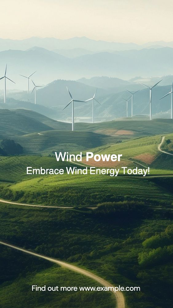 Wind power Instagram post template, editable text