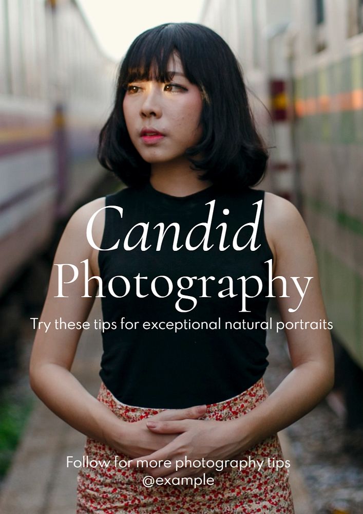 Candid photography poster template, editable text and design