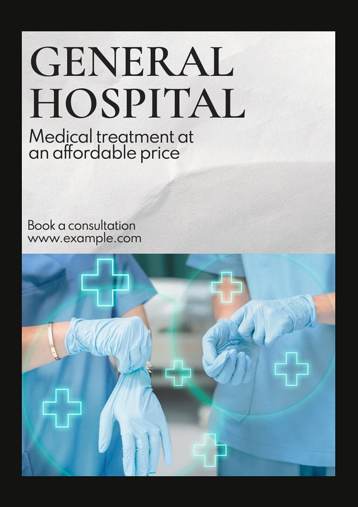 General hospital poster template, editable text and design