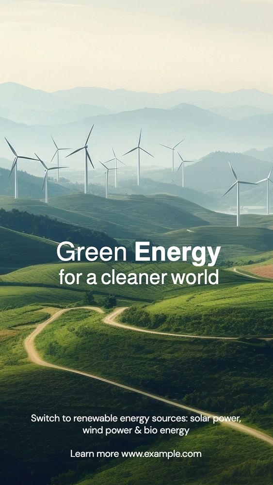 Green energy Instagram post template, editable text