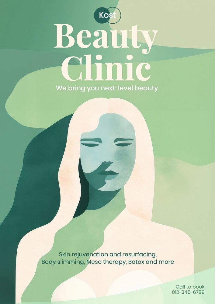 Beauty clinic poster template, editable text and design