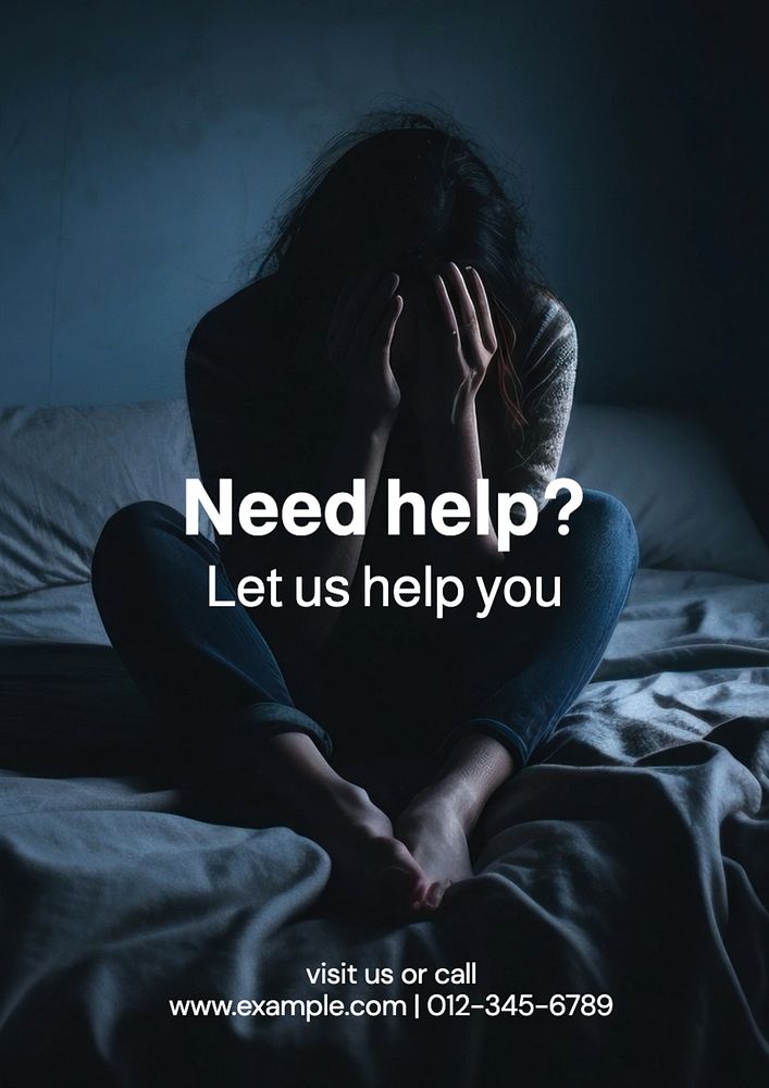 Need help? poster template, editable text and design