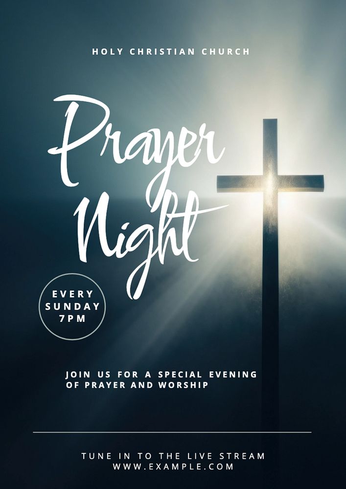 Prayer night poster template, editable text and design