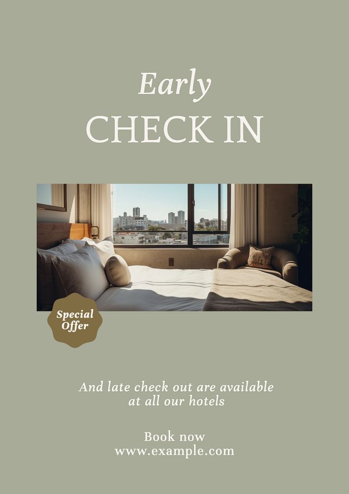 Early check in poster template, editable text and design