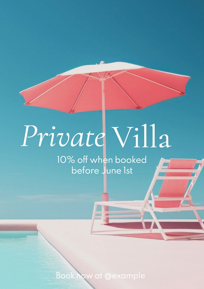 Private villa poster template, editable text and design