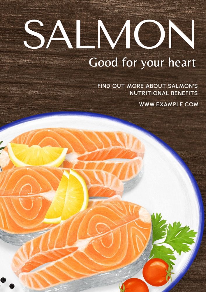 Salmon poster template, editable text and design