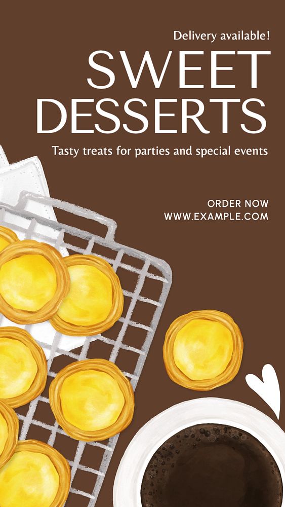Sweet desserts Instagram story template, editable text