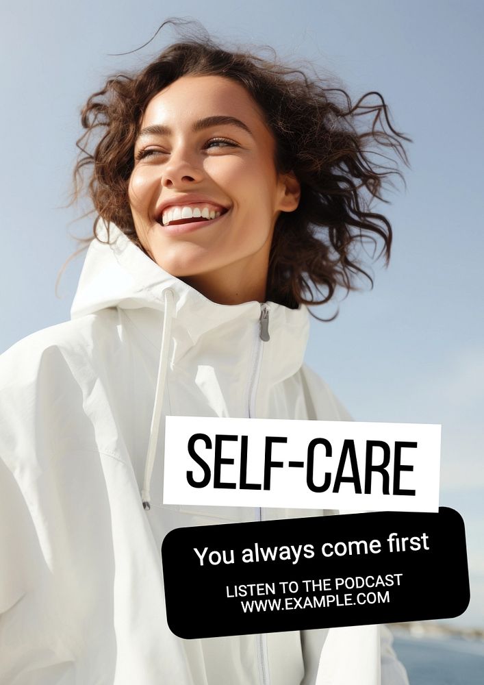 Self-care poster template, editable text and design