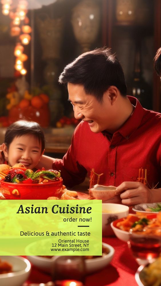 Asian cuisine Facebook story template, editable design