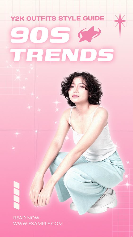 90s fashion trends Instagram story template, editable text