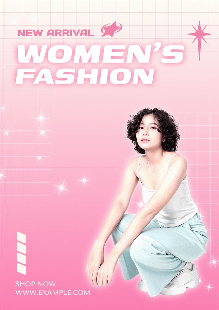 Women's fashion poster template, editable text and design