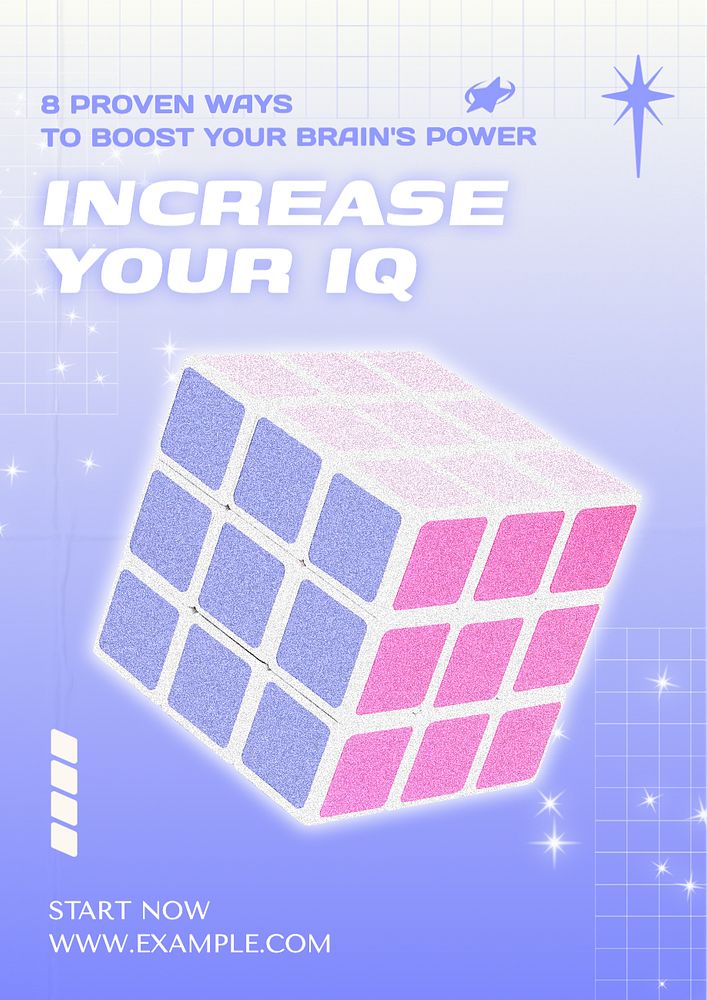 Increase your IQ poster template, editable text and design