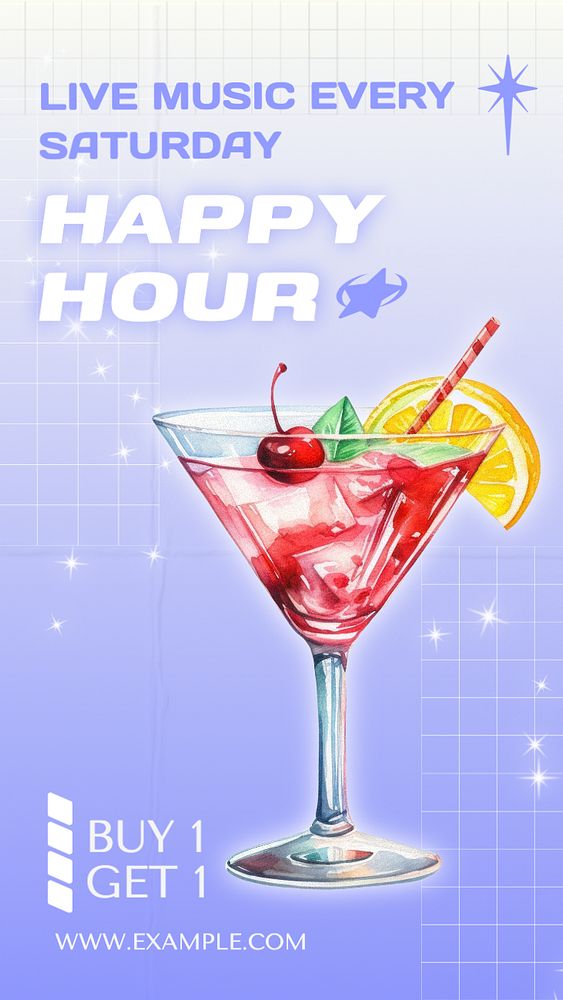 Happy hour Instagram story template, editable text