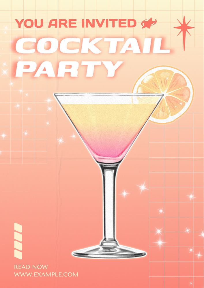 Cocktail party poster template, editable text and design