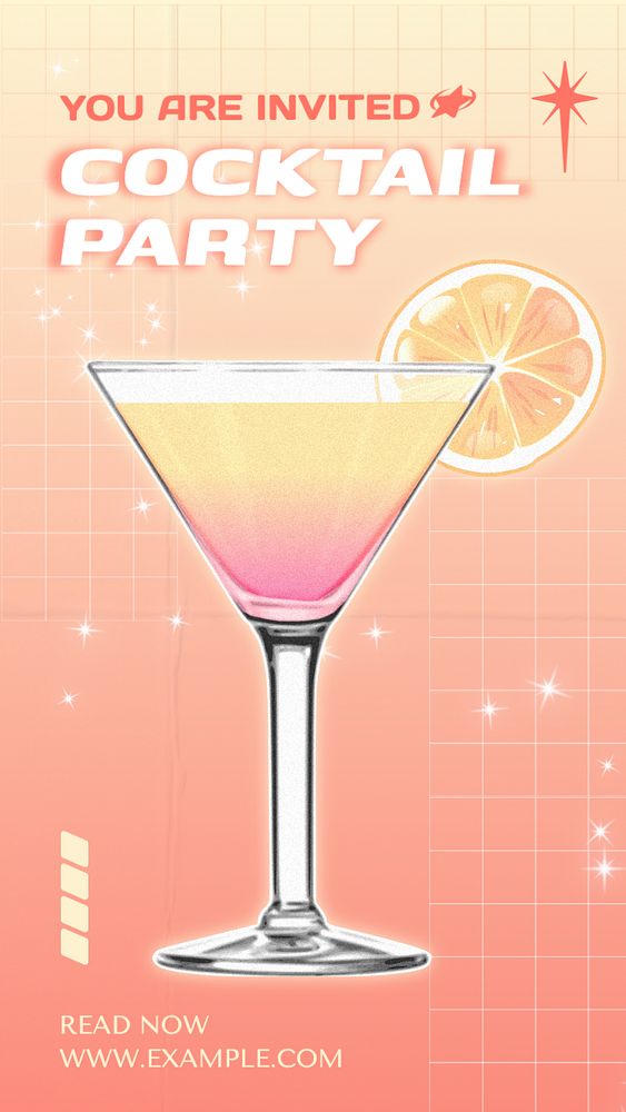 Cocktail party Instagram story template, editable text