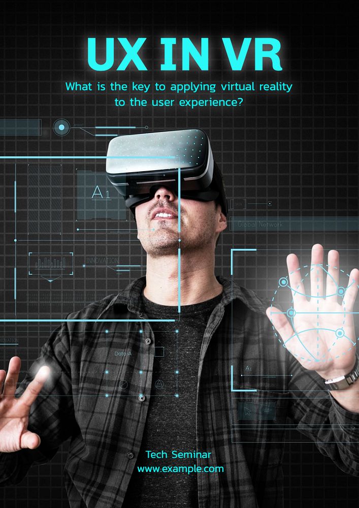 UX in VR poster template, editable text and design