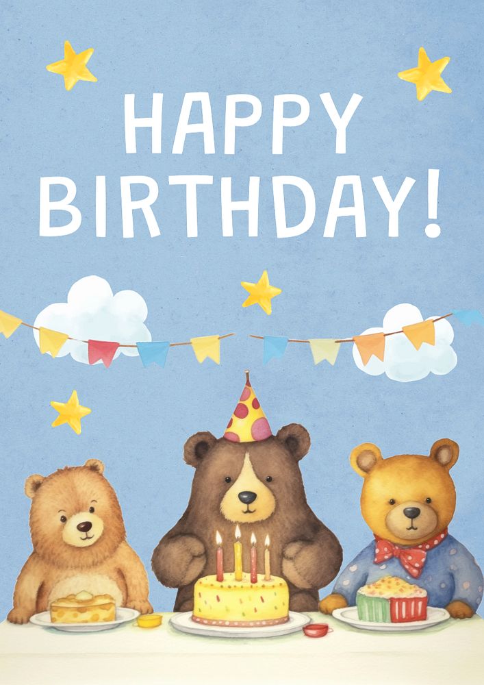 Happy birthday poster template, editable text and design