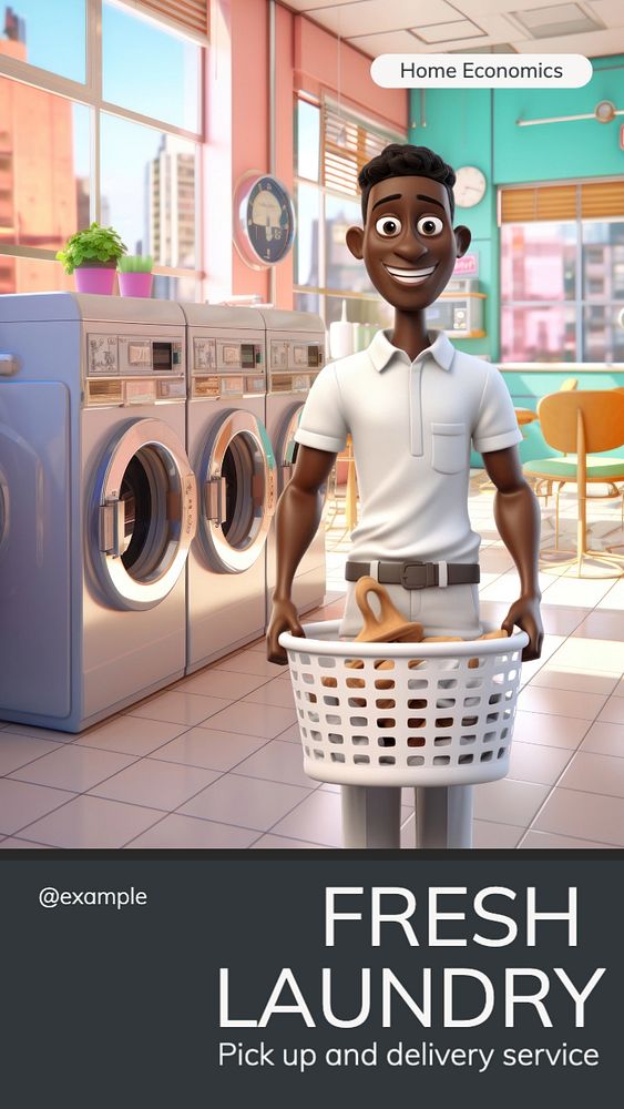 Laundry service Instagram story template, Facebook story