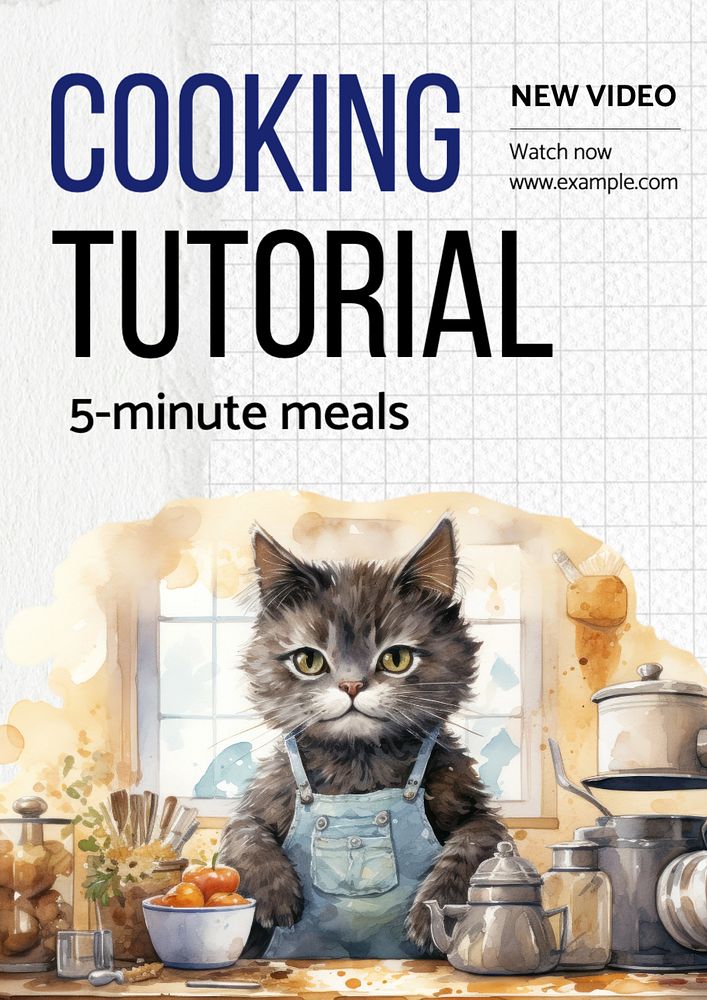 Cooking tutorial poster template, editable text and design