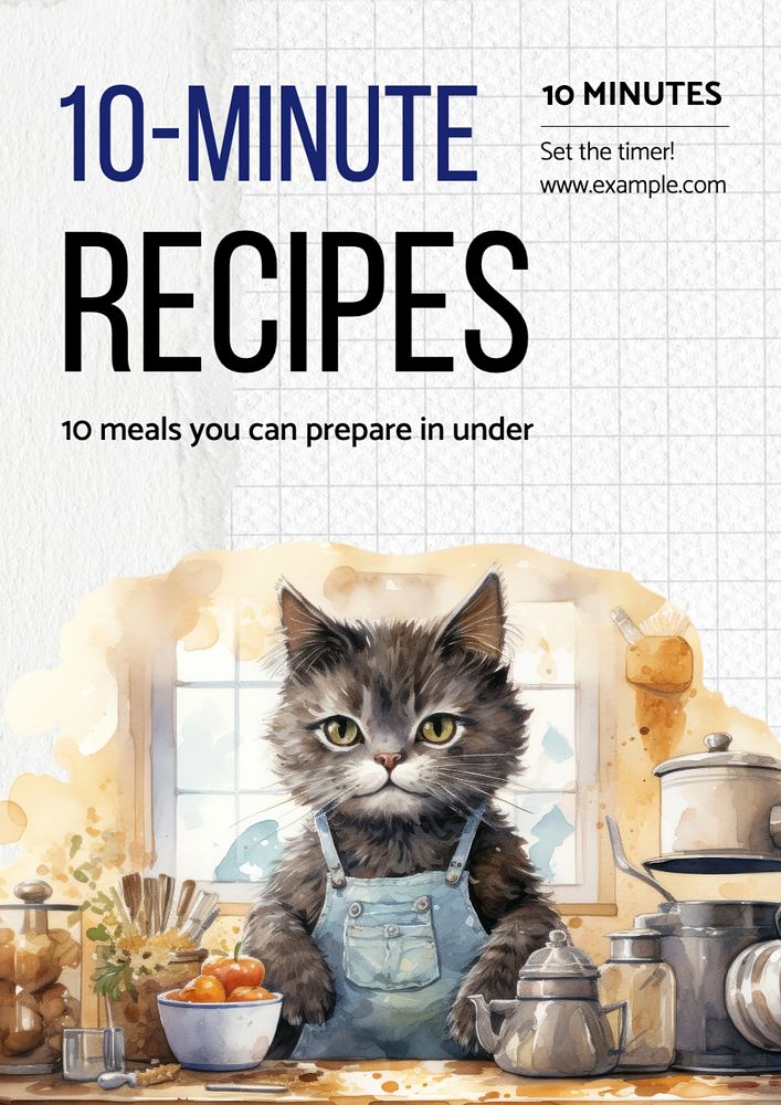 Quick food recipe poster template, editable text and design