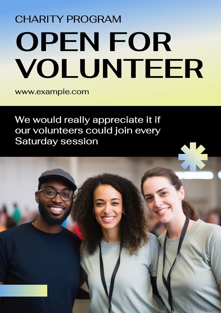 Volunteer poster template, editable text and design