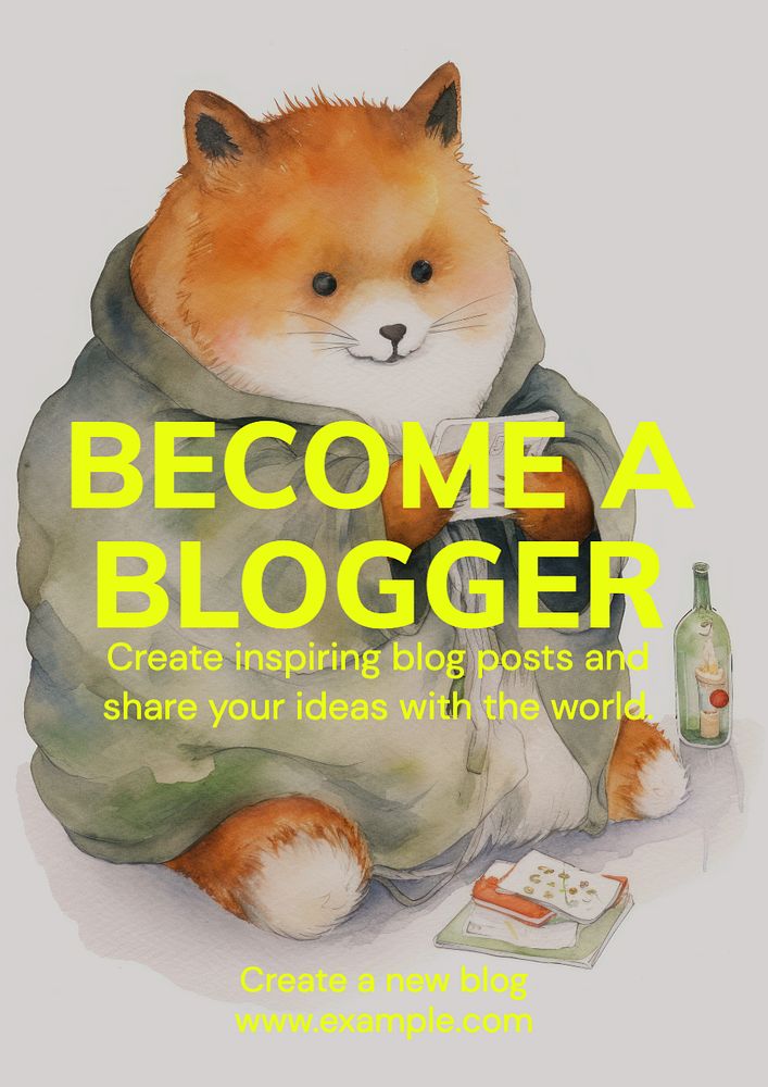 Become a blogger poster template, editable text and design