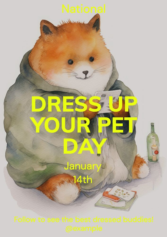 Dress up your pet day poster template, editable text and design