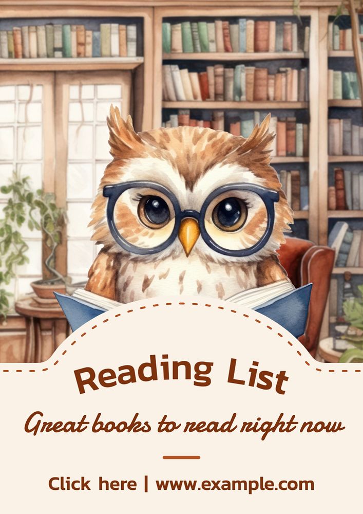 Reading list poster template, editable text and design