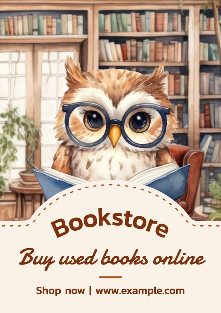 Bookstore poster template, editable text and design