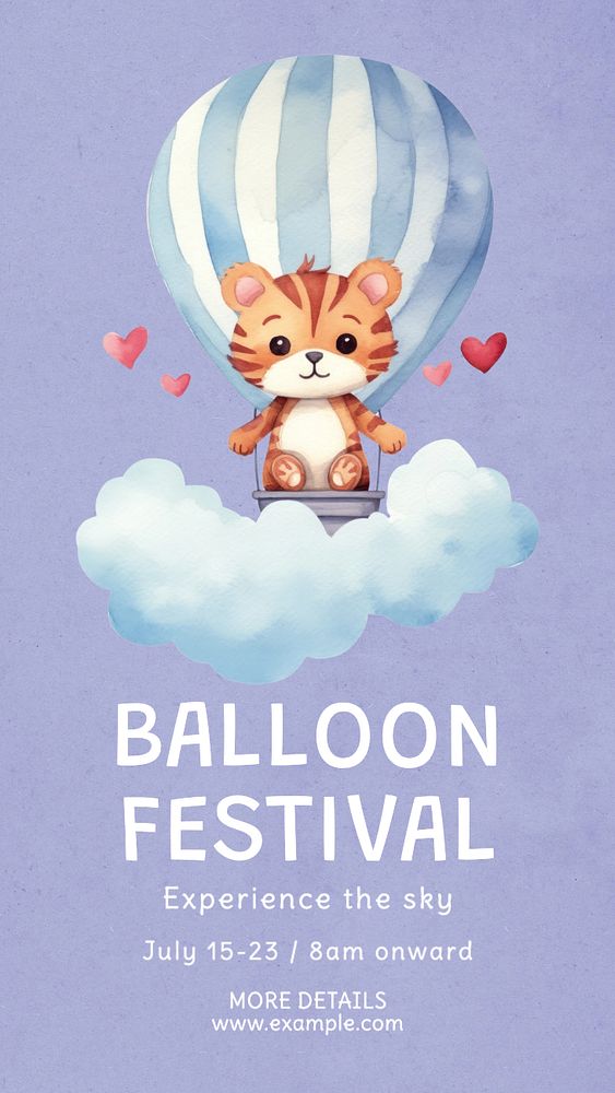 Balloon festival Instagram story template, editable text