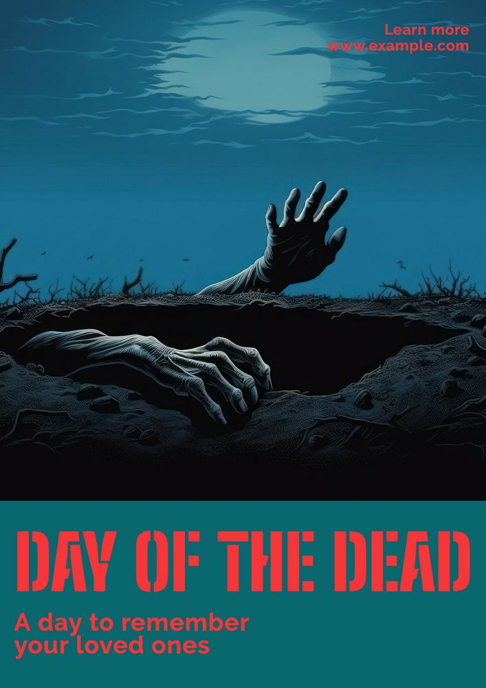 Day of the dead poster template, editable text and design