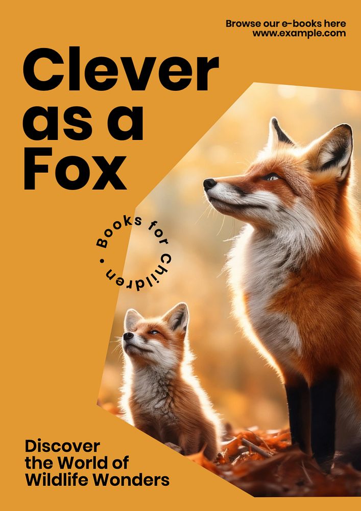 Fox poster template, editable text and design