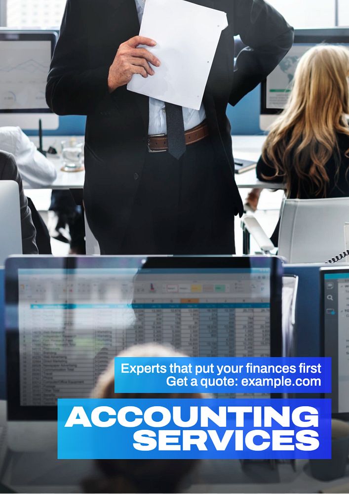 Accounting services poster template, editable text and design