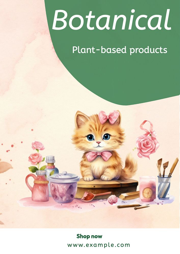 Botanical products poster template, editable text and design