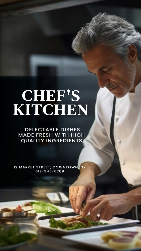 Chef's kitchen Instagram story template, editable text