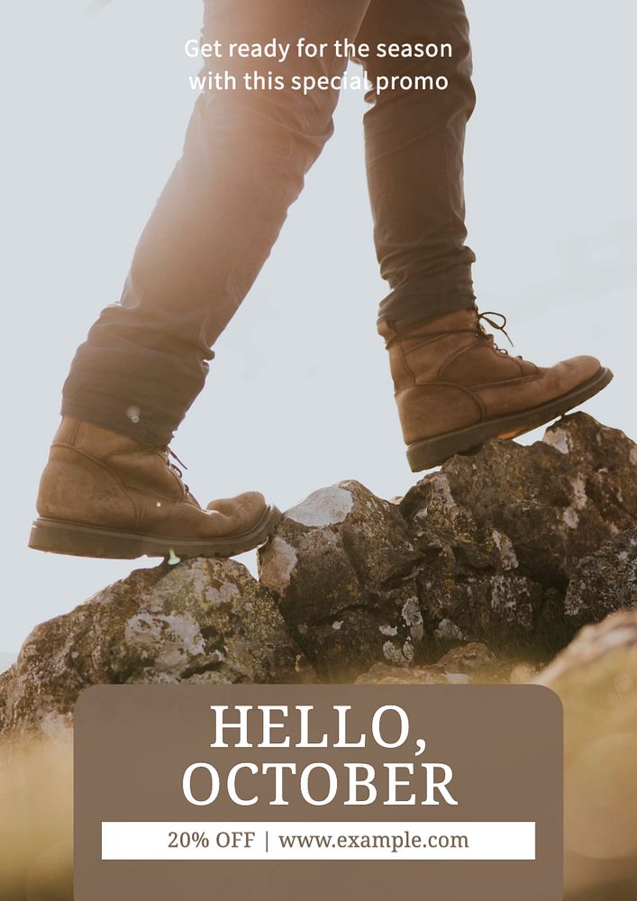 Hello October poster template, editable text and design