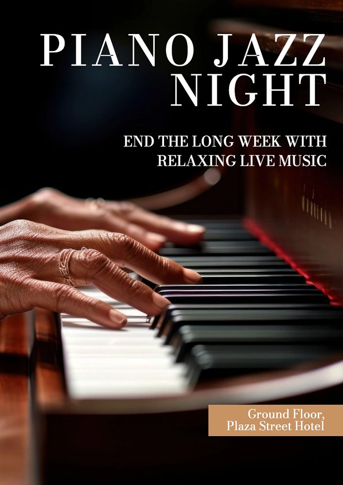 Piano jazz night poster template, editable text and design