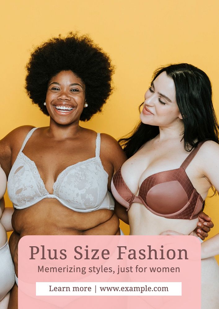 Plus size fashion poster template, editable text and design