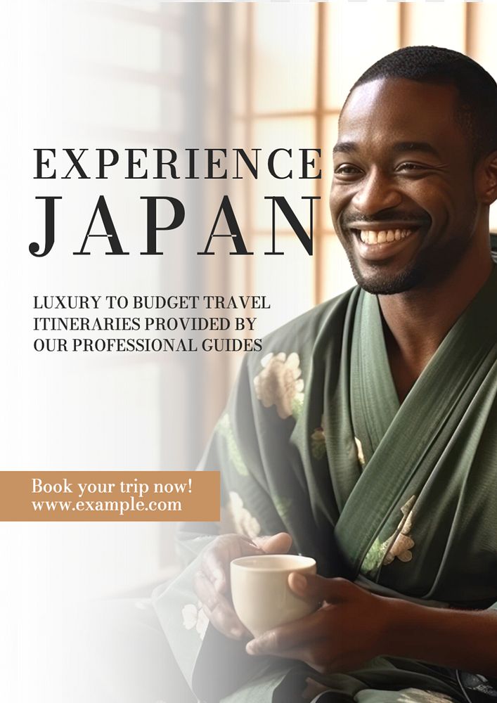 Japan travel ad poster template, editable text and design