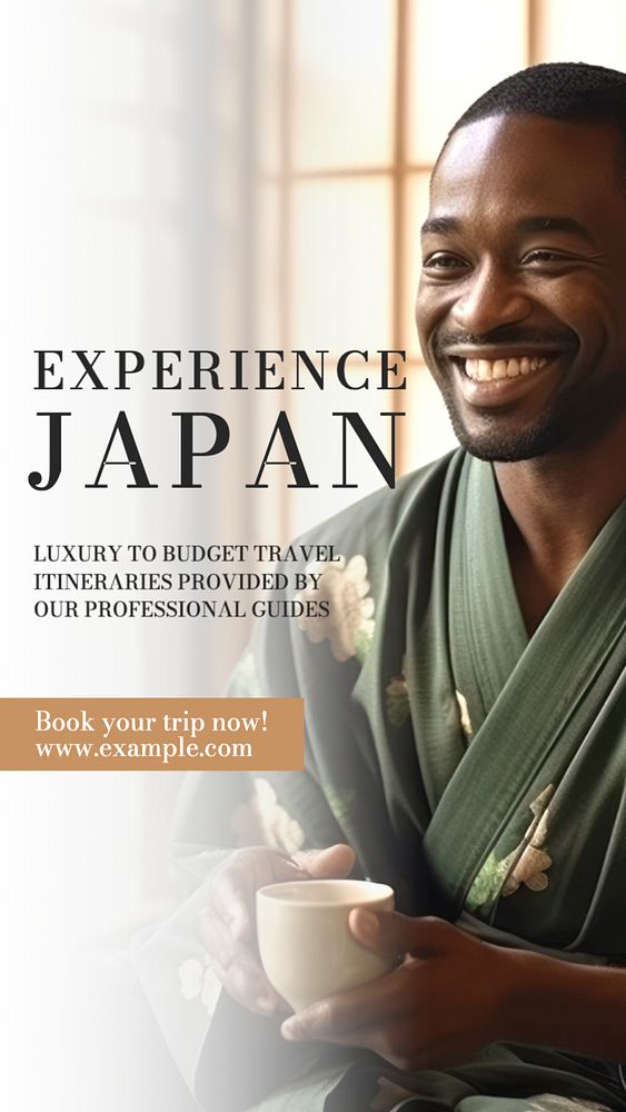 Japan travel ad Instagram story template, editable text